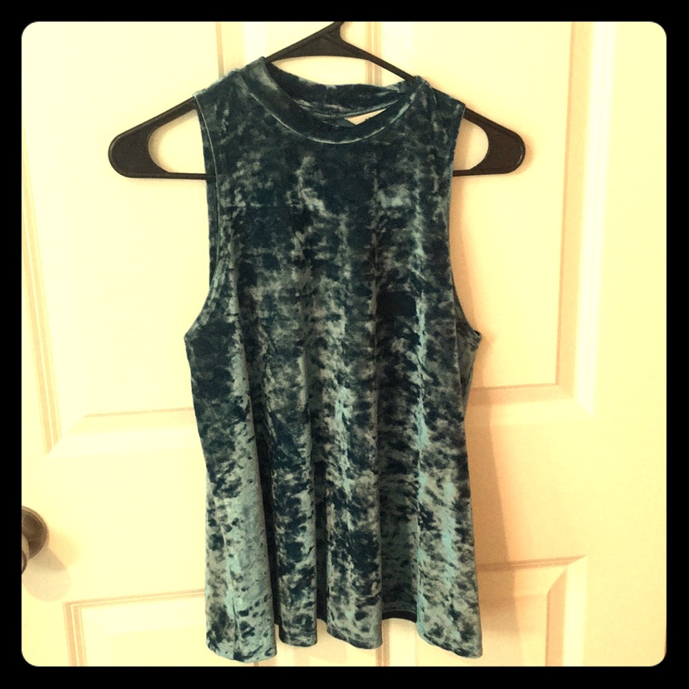 Blue velvet tank top